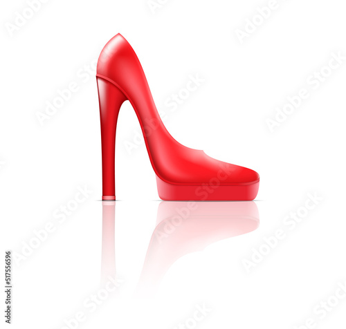 High heel red shoe. Classic female foot wear for ceremony or business meeting. Fashion or sale