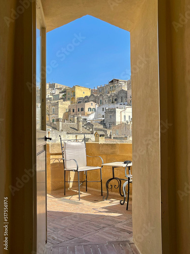 Matera Cityscape framed by archway