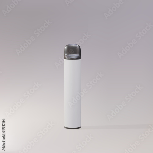 3d Disposable electronic cigarette on a grey background. The concept of modern smoking, vaping and nicotine. Vector illustration.