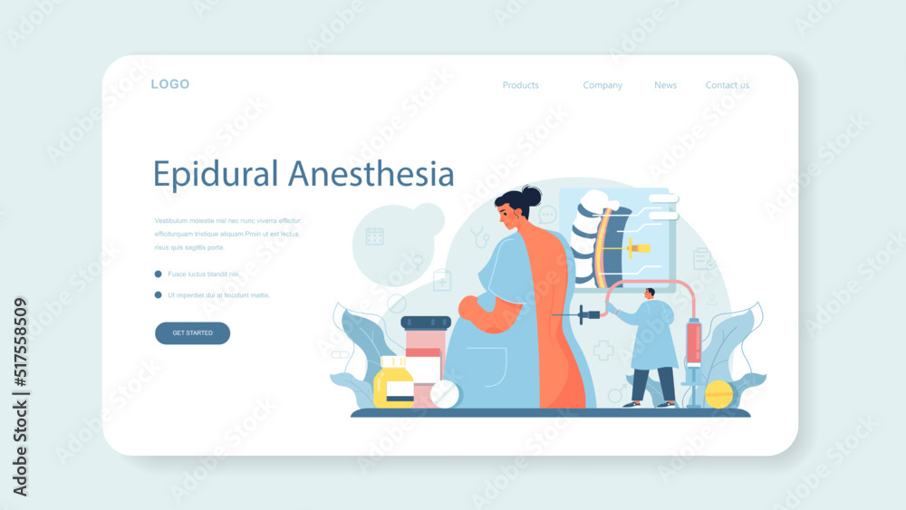 Anesthesiologist web banner or landing page. Doctor wearing