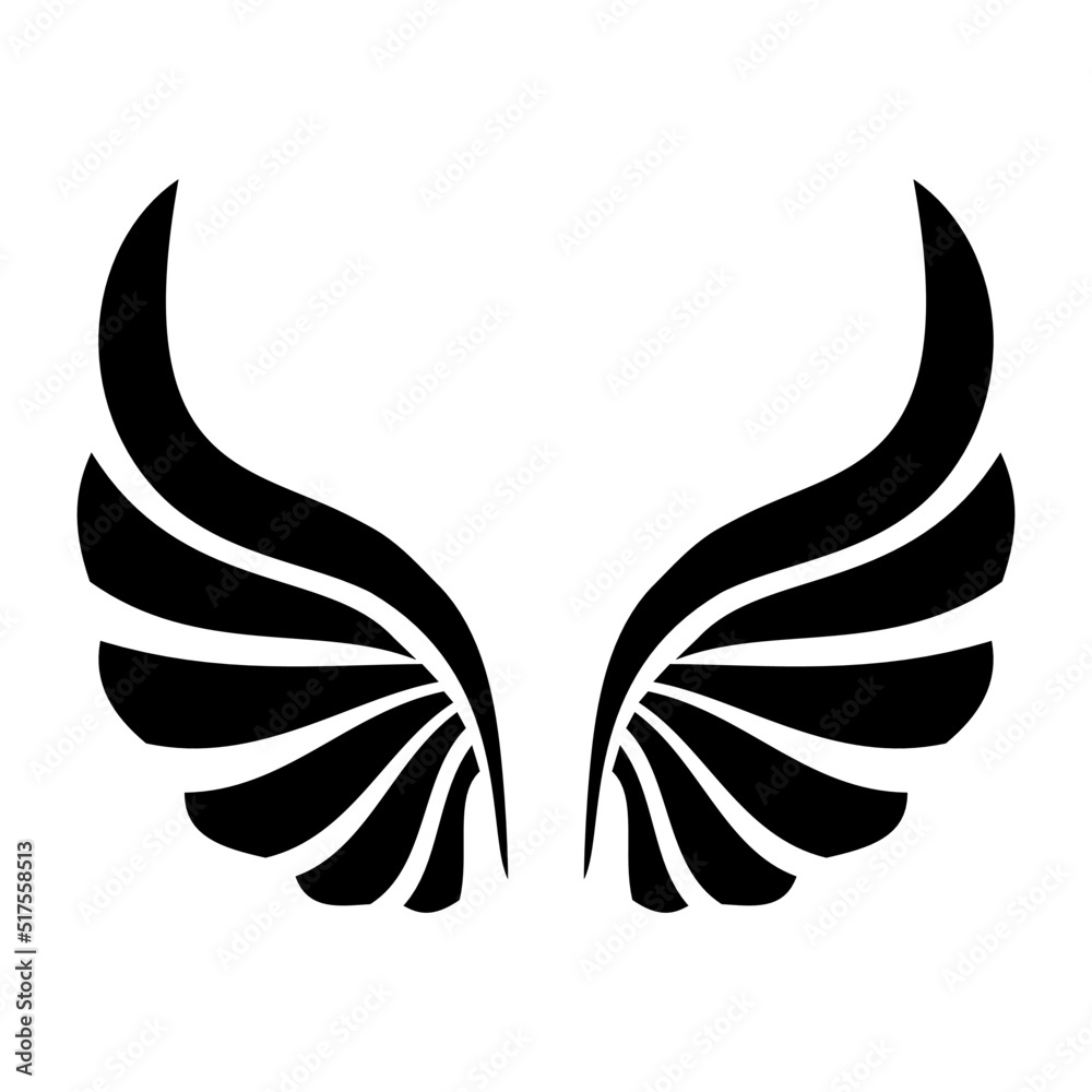 Obraz premium Vector black wings with isolated white background