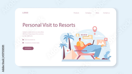 Tour agent web banner or landing page. Vacation organization agency
