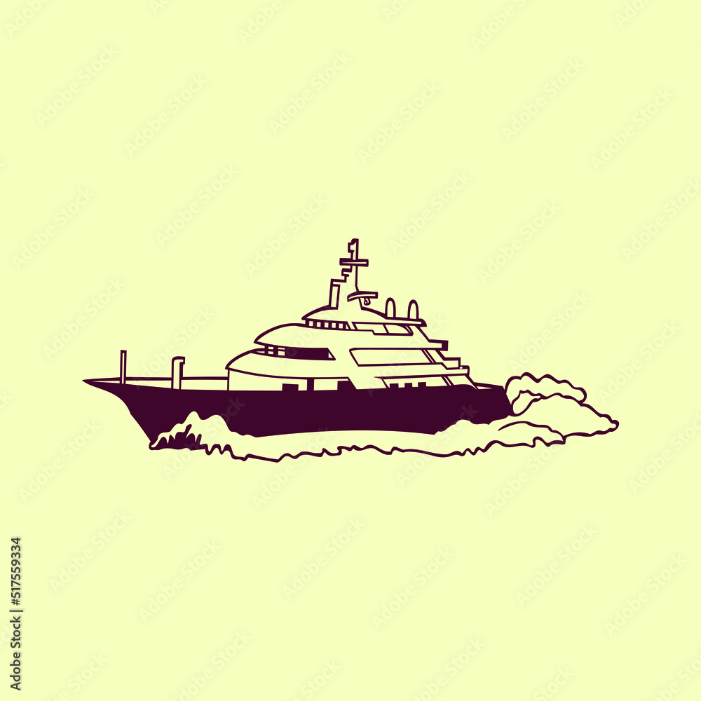 ship on the sea. Ship vector design Isolated on yellow background