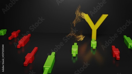 The DXY index shows the ratio of the US currency to a basket of foreign currencies, the value against the background of the stock chart, 3D rendering photo