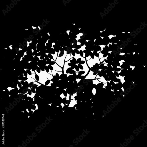 Vector illustration of black and white tree