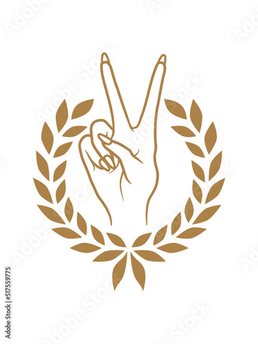 Handzeichen Victory Frauenrechte Lorbeerkranz 