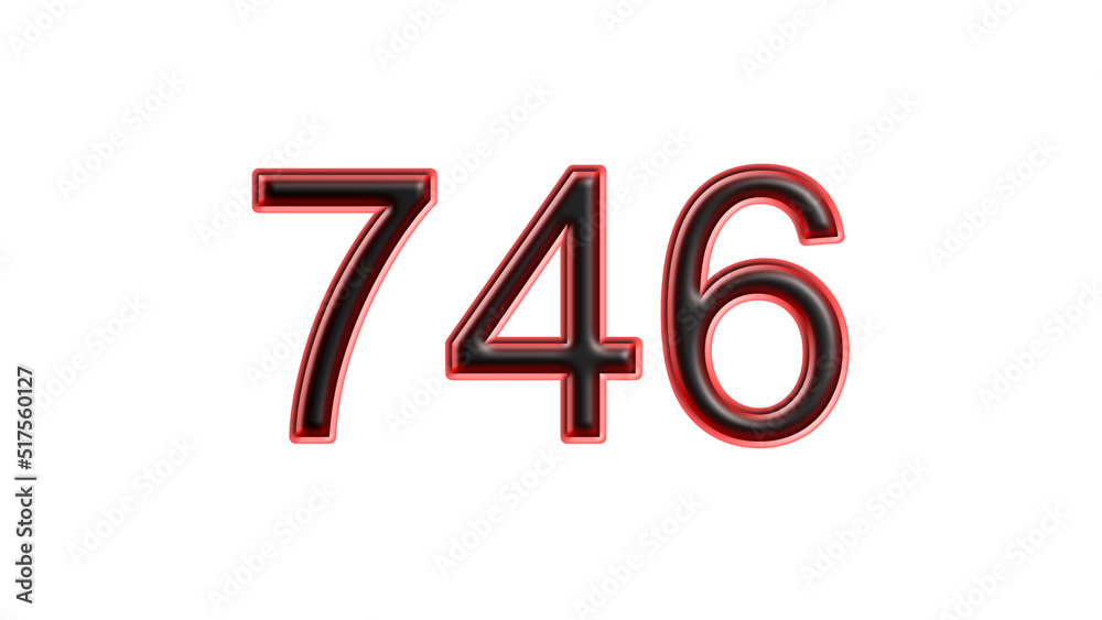 red 746 number 3d effect white background red 746 number 3d effect white background