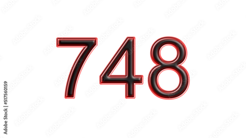 red 748 number 3d effect white background red 748 number 3d effect white background