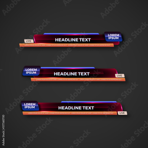 abstract modern geometric lower third banner template design for broadcasting, live, streaming, video template. Vector Illustration