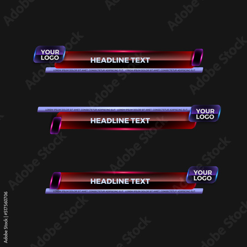 abstract modern geometric lower third banner template design for broadcasting, live, streaming, video template. Vector Illustration