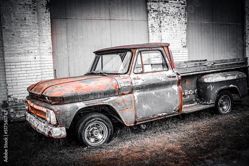 old pickup truck, rusty and beat up