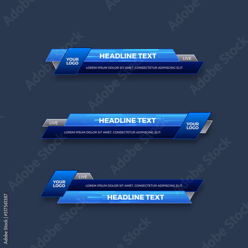 abstract modern geometric lower third banner template design for broadcasting, live, streaming, video template. Vector Illustration