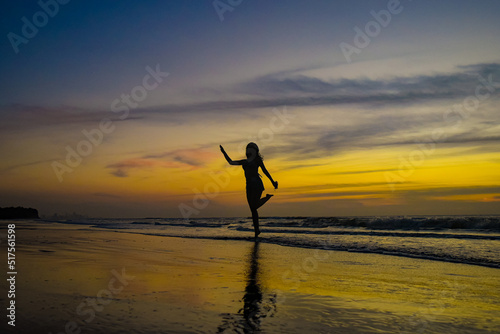 silhouette of a person on the beach at sunset