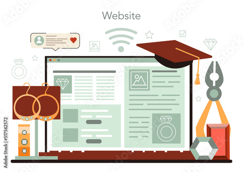 Jeweler online service or platform. Precious stones jewelry designer