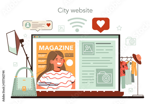 Photo model online service or platform. Man and woman represent