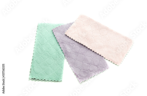 The colorful microfibre towels close-up