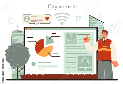 Urbanist online service or platform. Architect studying and developing