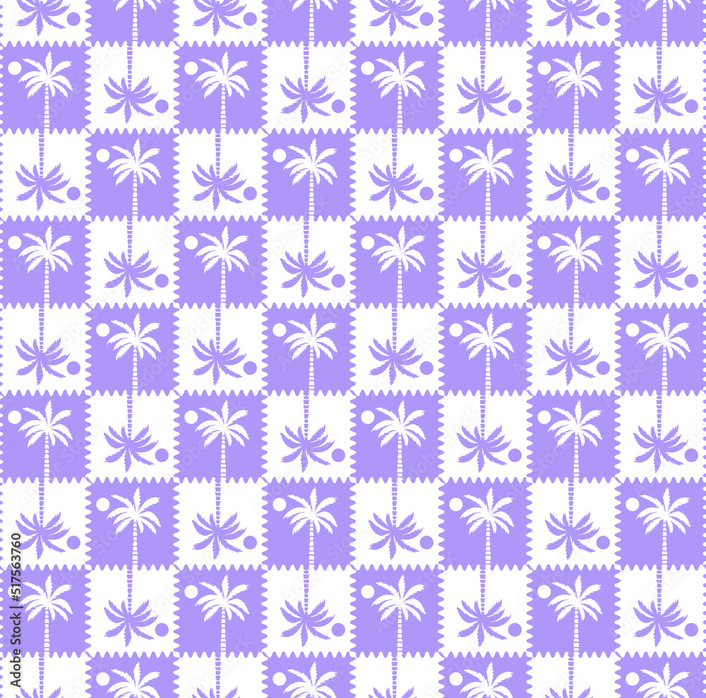 Abstract Monochrome Gingham Style Palm Tree Silhouettes Seamless Trendy Pattern Summer Concept Perfect for Allover Fabric Print or Wrapping Paper
