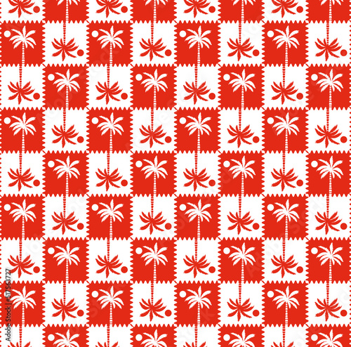 Abstract Monochrome Gingham Style Palm Tree Silhouettes Seamless Trendy Pattern Summer Concept Perfect for Allover Fabric Print or Wrapping Paper