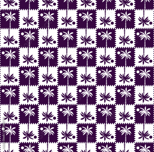 Abstract Monochrome Gingham Style Palm Tree Silhouettes Seamless Trendy Pattern Summer Concept Perfect for Allover Fabric Print or Wrapping Paper