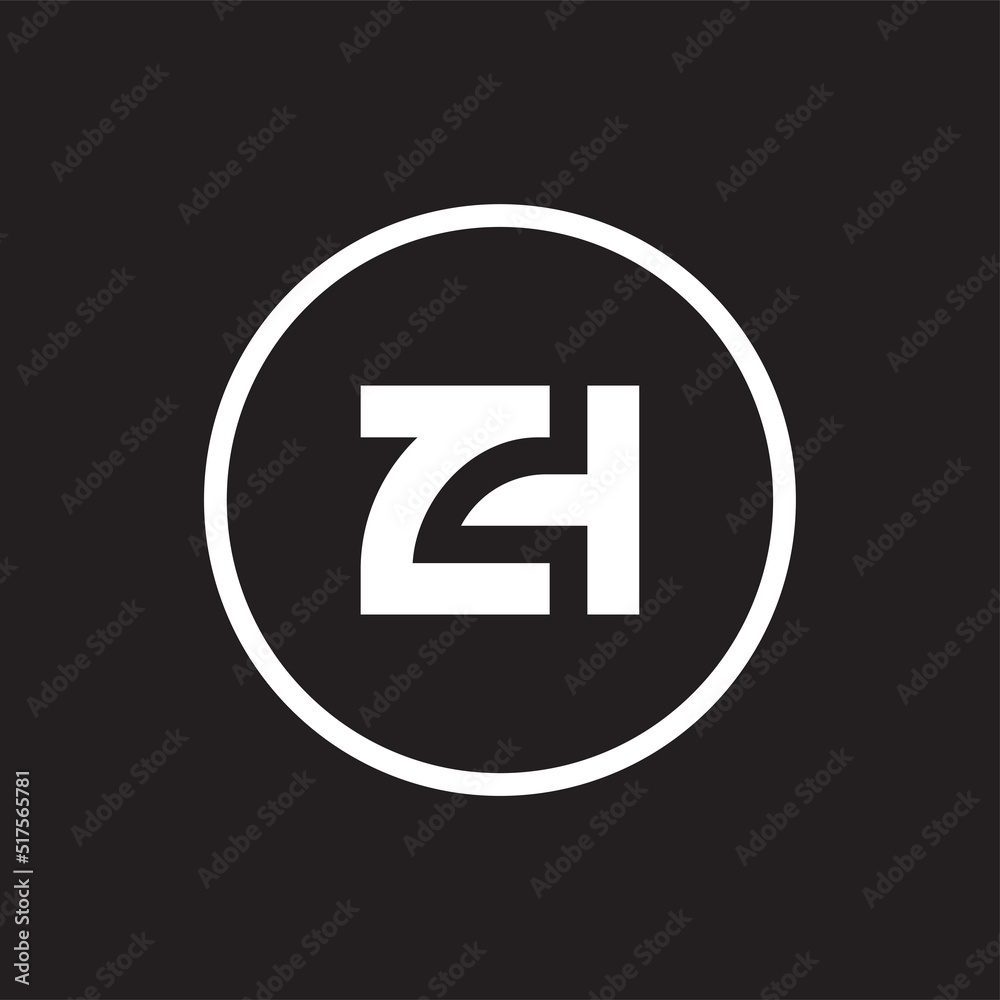 Initial letter ZH logo icon design, isolated on black background, vector illustration Initial letter ZH logo icon design, isolated on black background, vector illustration