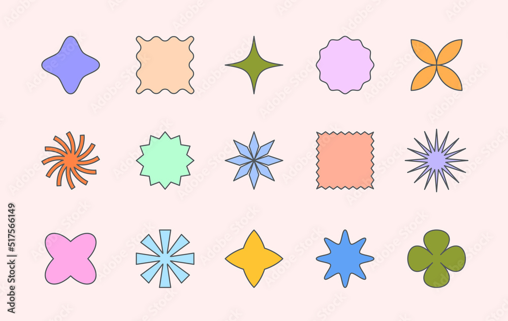 Vector set of colorful fun patches,stickers,geometric shapes in