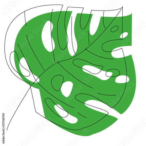 green leaf in flat style 