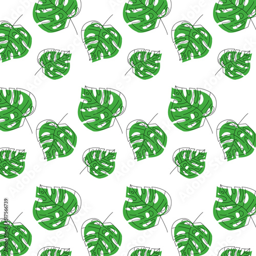 green leaves in flat style pattern