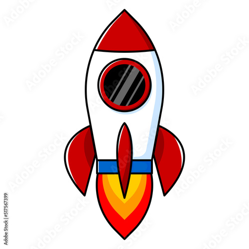 Cute cartoon rocket illustration. Vector color image.