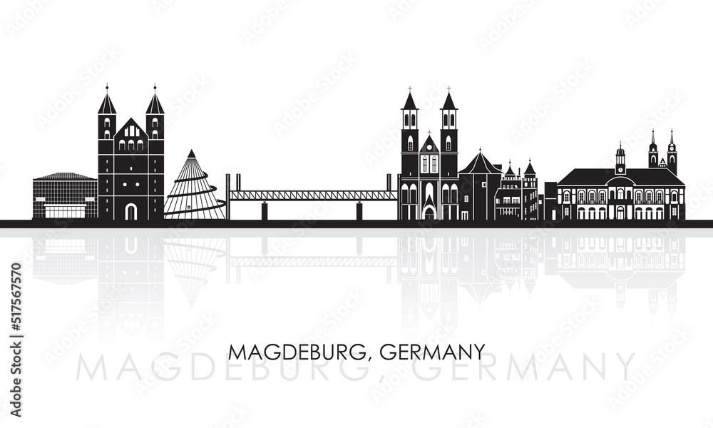 Silhouette Skyline panorama of city of Magdeburg, Germany - vector illustration