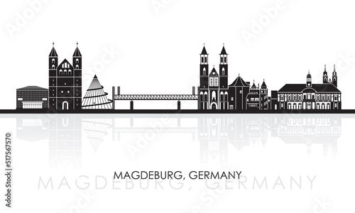 Silhouette Skyline panorama of city of Magdeburg, Germany - vector illustration photo
