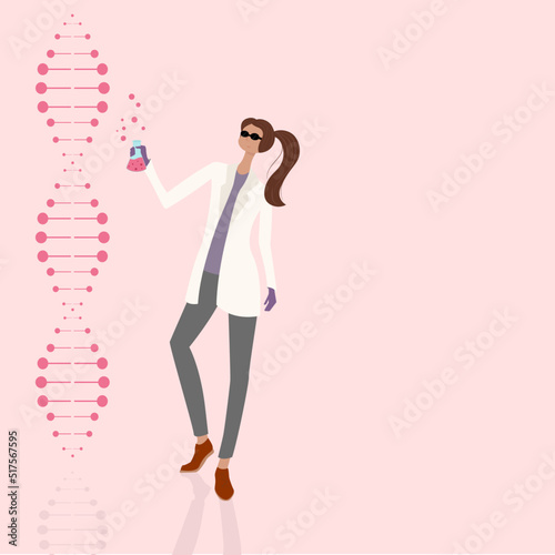Female scientist background vector experimenting with DNA
