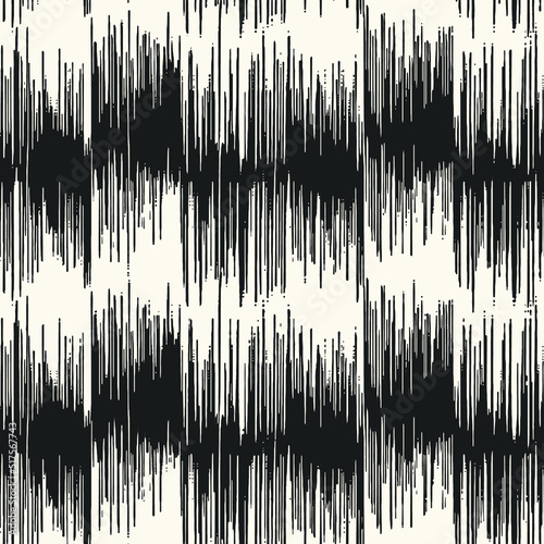 Monochrome Ikat Textured Striped Pattern