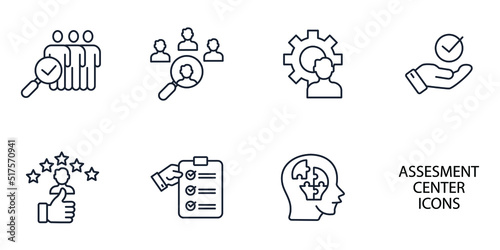 personal audit and assessment center Human resources icons set . personal audit and assessment center Human resources pack symbol vector elements for infographic web