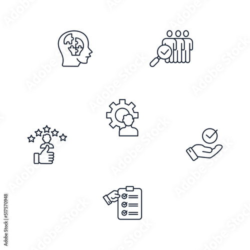 personal audit and assessment center Human resources icons set . personal audit and assessment center Human resources pack symbol vector elements for infographic web
