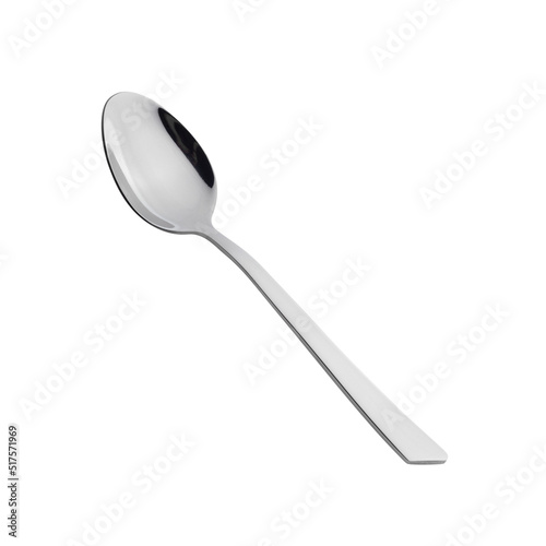shiny metal stainless steel spoon isolated on white background
