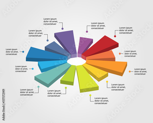flower chart template for infographic for presentation for 12 element
