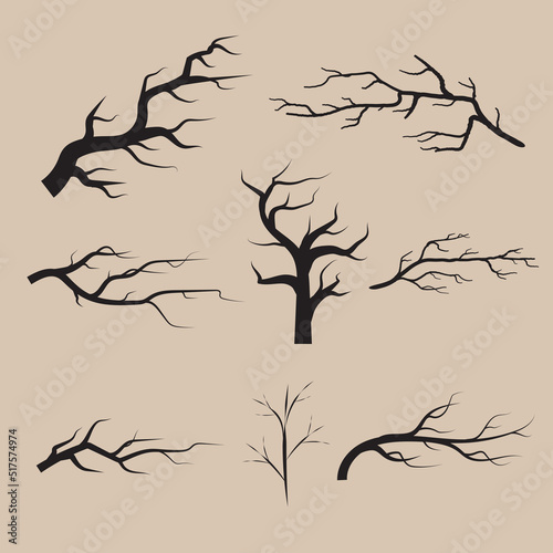 Tree Branch silhouette hand drawn illustration