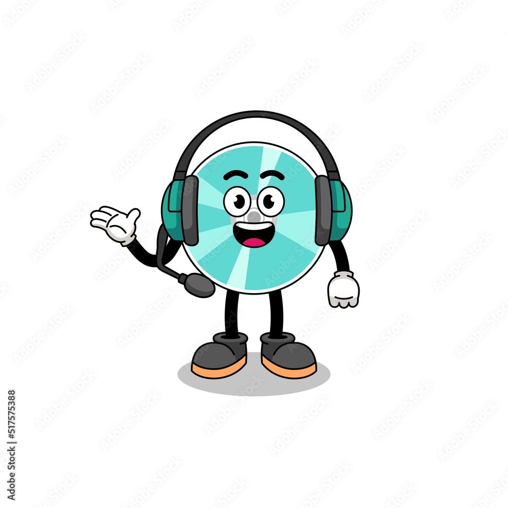 Mascot Illustration of optical disc as a customer services