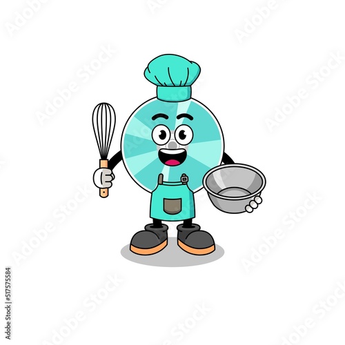 Illustration of optical disc as a bakery chef