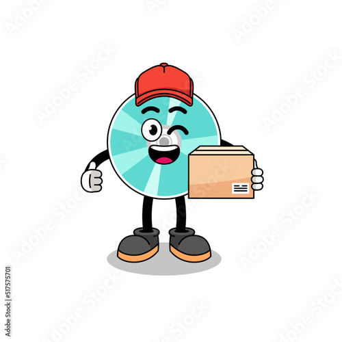 optical disc mascot cartoon as an courier