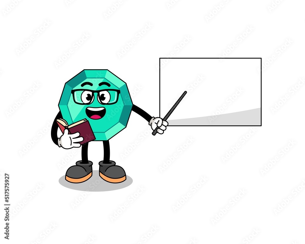Mascot cartoon of emerald gemstone teacher Mascot cartoon of emerald gemstone teacher