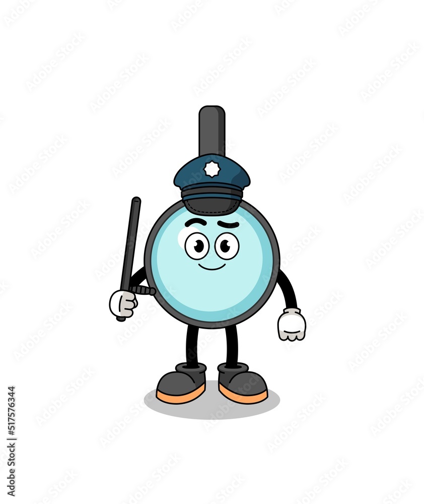 Cartoon Illustration of magnifying glass police Cartoon Illustration of magnifying glass police