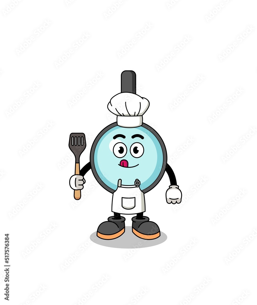 Mascot Illustration of magnifying glass chef Mascot Illustration of magnifying glass chef
