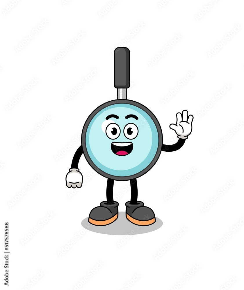 magnifying glass cartoon doing wave hand gesture magnifying glass cartoon doing wave hand gesture