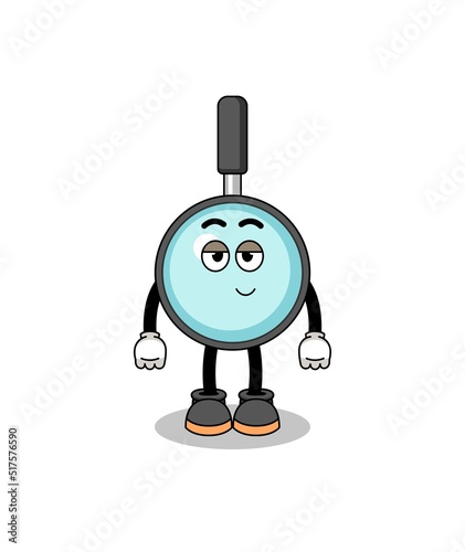 magnifying glass cartoon couple with shy pose