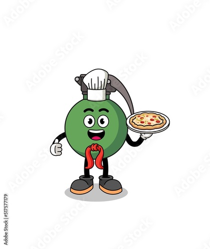 Illustration of grenade as an italian chef