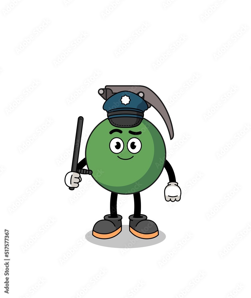 Cartoon Illustration of grenade police Cartoon Illustration of grenade police