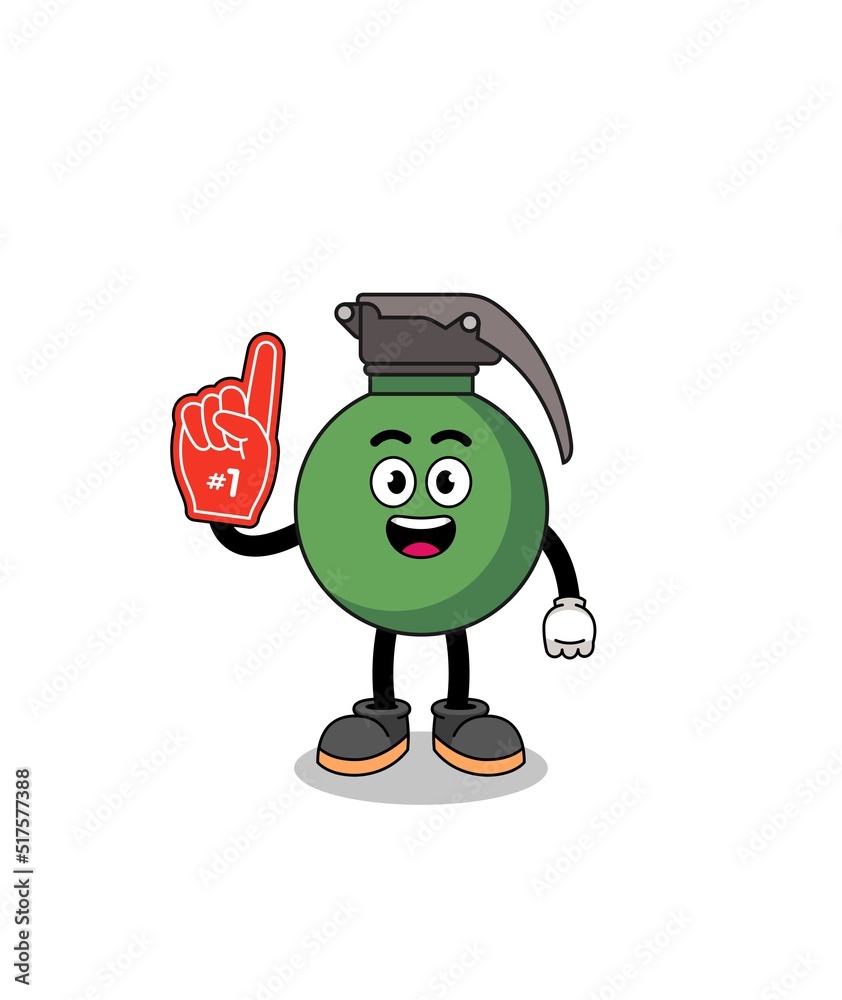 Cartoon mascot of grenade number 1 fans