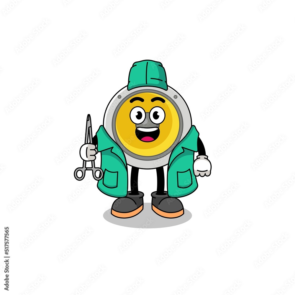 Illustration of speaker mascot as a surgeon